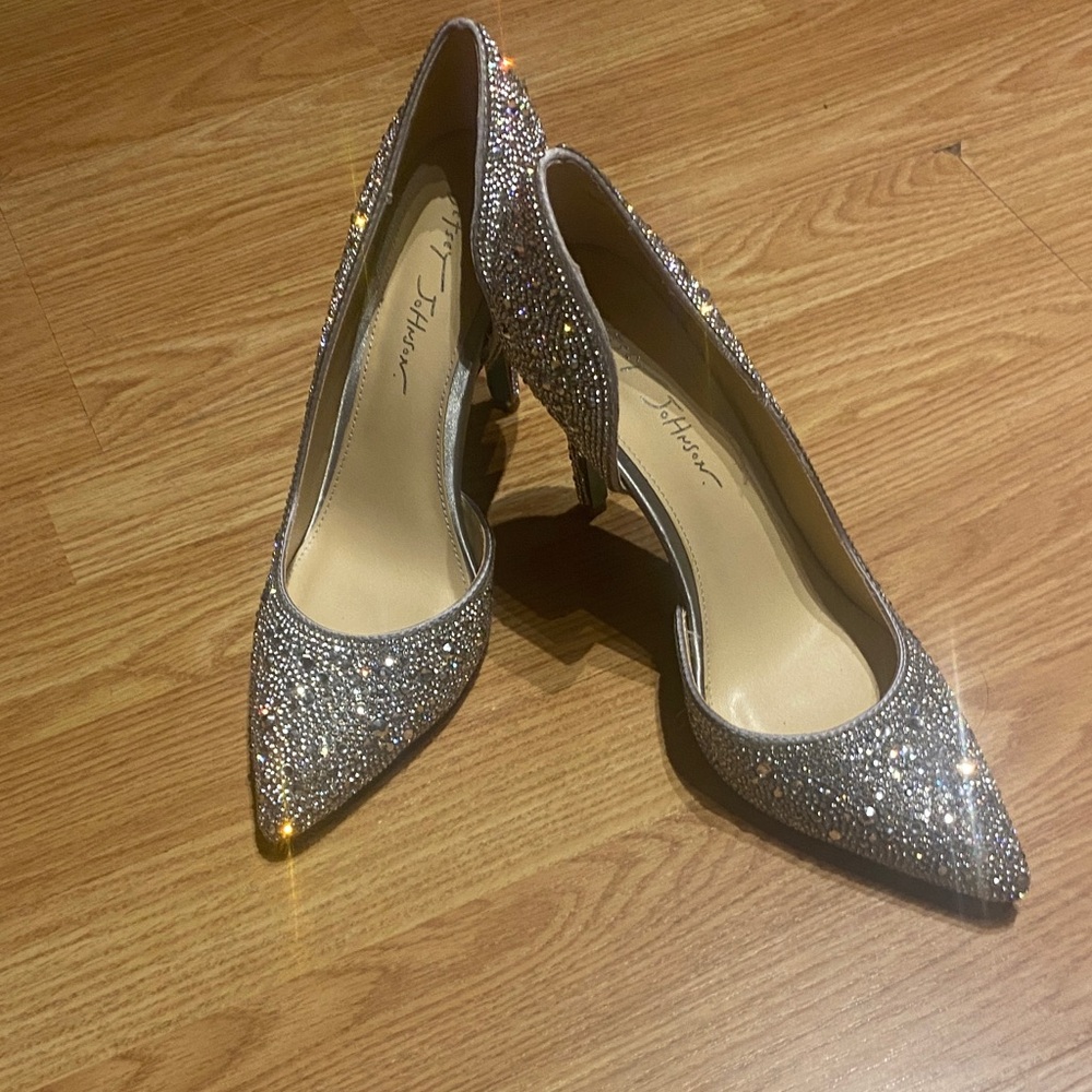 Betsey Johnson Sparkling Silver Heels